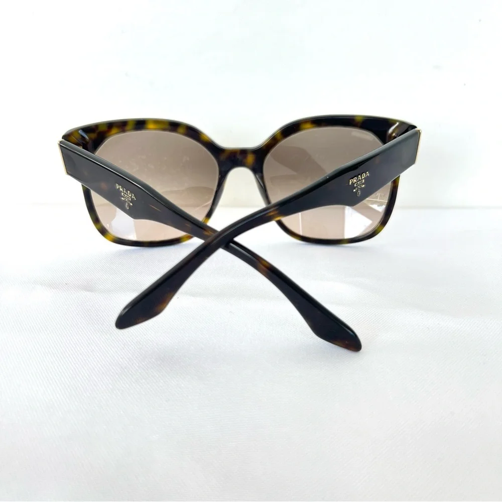 PRADA PR 10RSF-2AU3D0-57 Brown Gradient Lenses Cat Eye Havana Frame Sunglasses